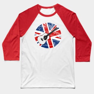 Acoustic Guitar UK Flag Britain Guitarist British Musician Baseball T-Shirt